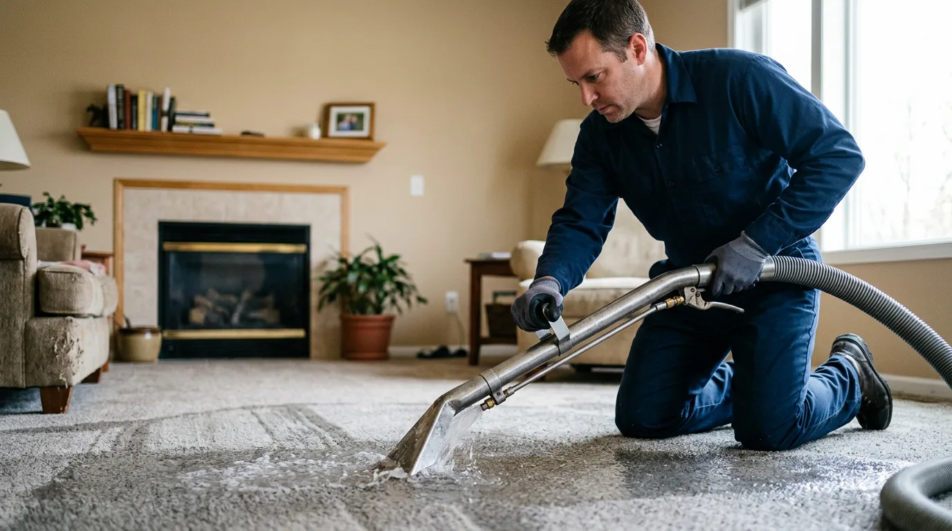 Water damage restoration technician working near Plymouth, VT